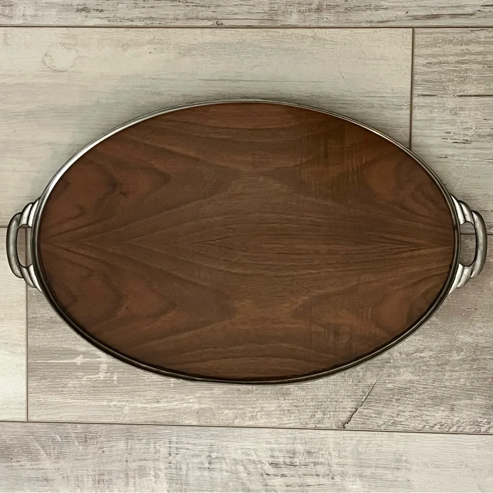 Vintage Royal Holland Teak
Wood Oval Tray Pewter Frame Rim 16.75" MCM
1950's - Picture 12 of 14